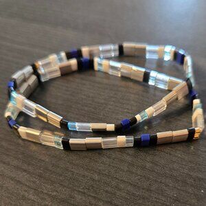 Beaded Chicklet Bracelet Tila beads / Bracelet perles de Tila élastique
